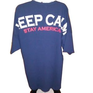 Women T-Shirt Top: Keep Calm Stay American Size XL